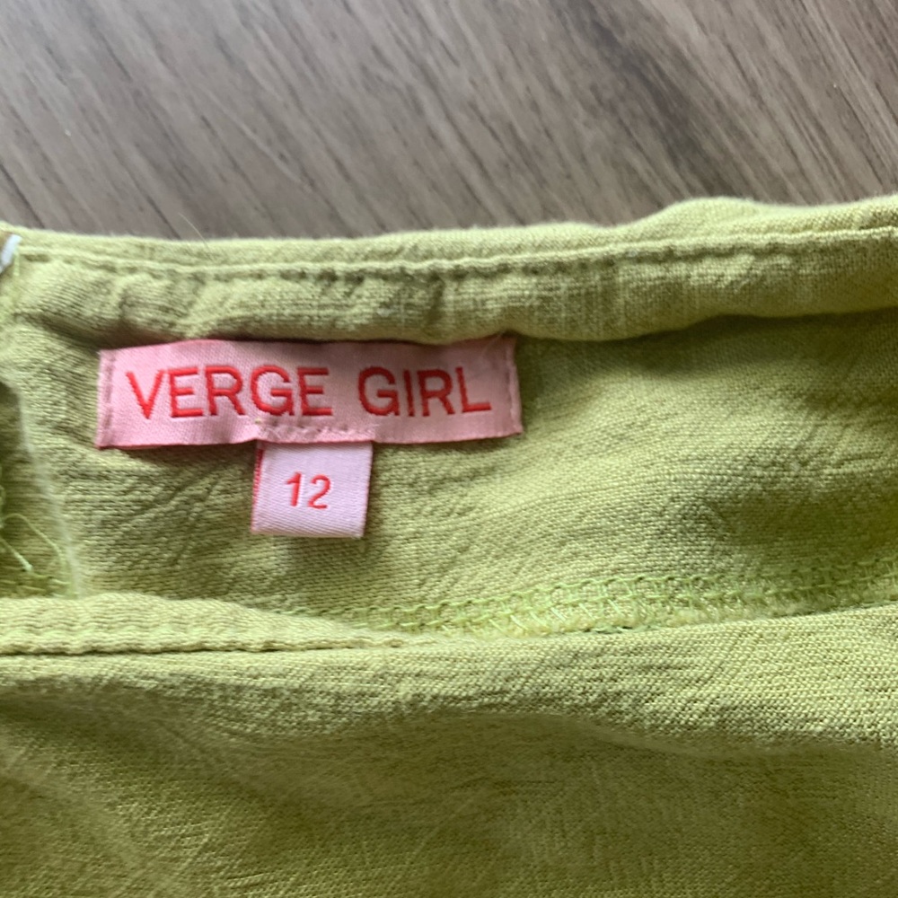 Verge Girl Green Linen Mini Skirt